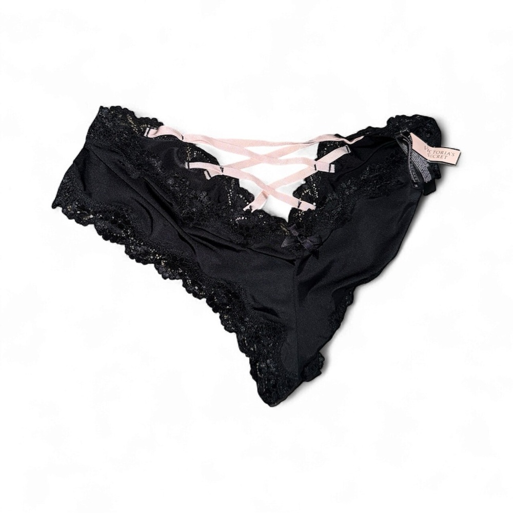 Y2K Victoria's Secret Silky Satin Lace-up Cheeky Panty Size Lg NWT! - Picture 3 of 6